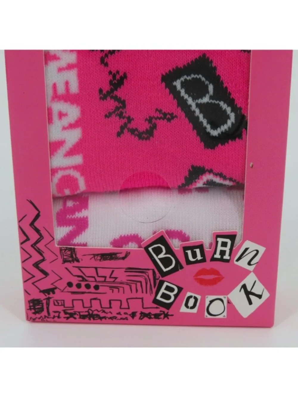 NEW Mean Girls 3 Pairs Women Socks Size 4-10 Burn Book Pink Black Novelty Movie